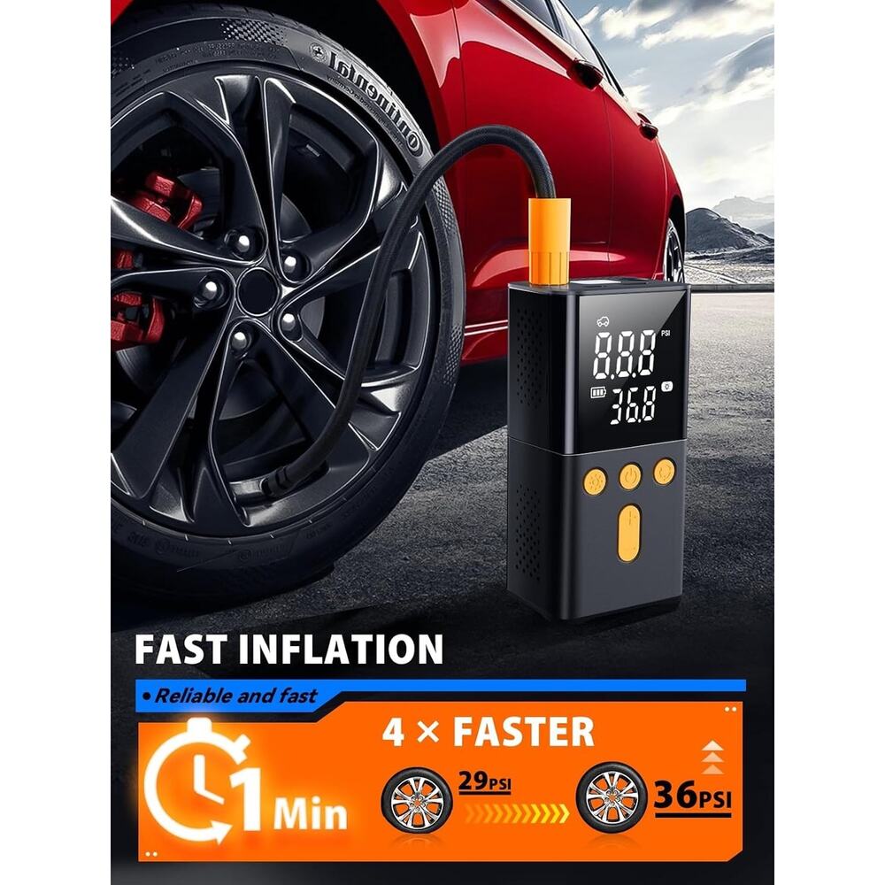 Portable Air Tire Inflator 150 PSI 4X Fast Auto Shut FAST SHIPPING BEST SELLER